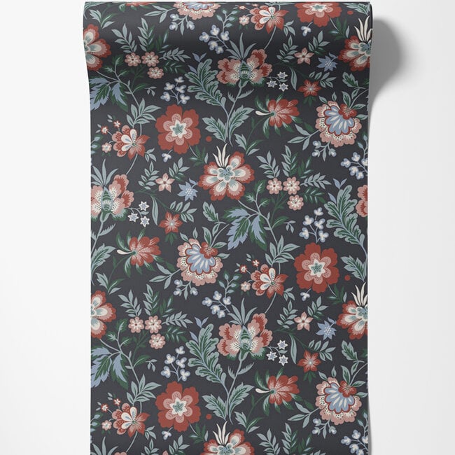 Dutch Wallcoverings Dutch Wallcoverings - FC Lyckebo- Mirabelle Black - Vliesbehang - 10m x 53cm - 28004