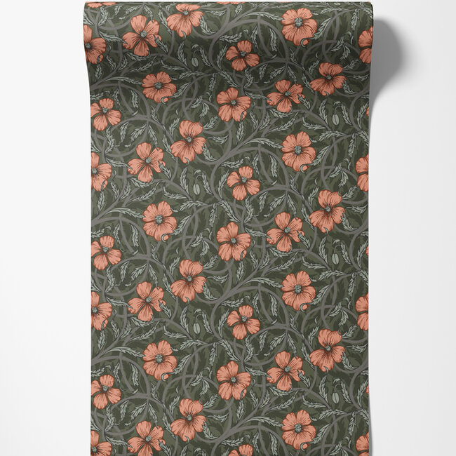 Dutch Wallcoverings Dutch Wallcoverings - FC Lyckebo- Poppy Green - Vliesbehang - 10m x 53cm - 28028