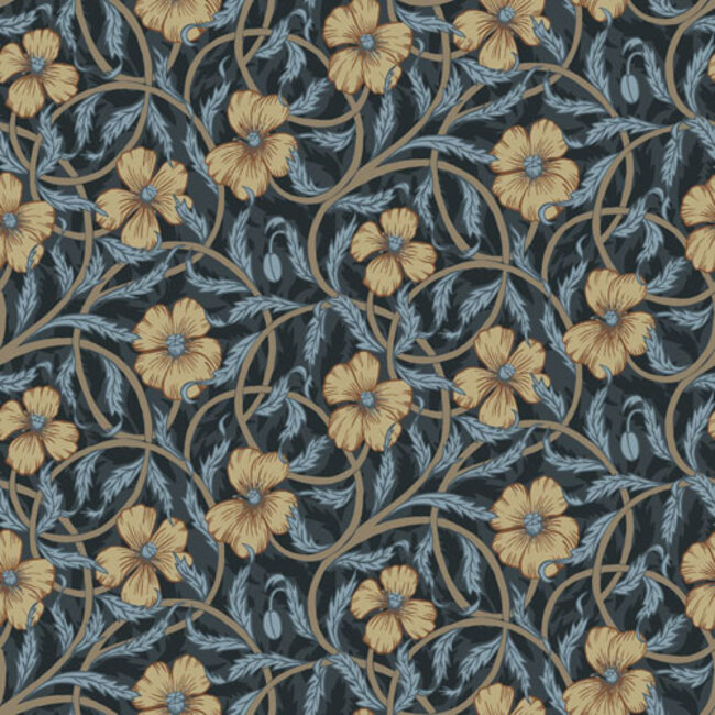 Dutch Wallcoverings Dutch Wallcoverings - FC Lyckebo- Poppy Black - Vliesbehang - 10m x 53cm - 28029