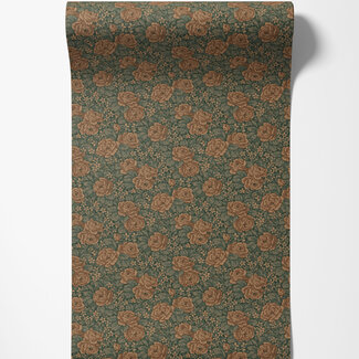 Dutch Wallcoverings Dutch Wallcoverings - FC Rosenlycka- Roses Green/Terra - 43110