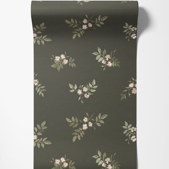Dutch Wallcoverings Dutch Wallcoverings - FC Rosenlycka- Rosehip Black - Vliesbehang - 10m x 53cm - 43115