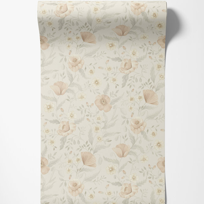 Dutch Wallcoverings Dutch Wallcoverings - FC Rosenlycka- Garden Flowers Neutral - Vliesbehang - 10m x 53cm - 43116