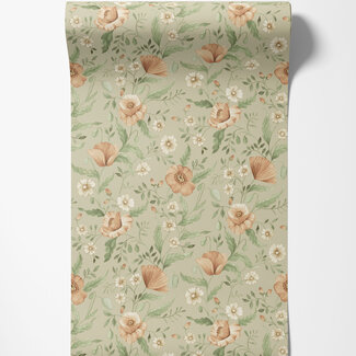 Dutch Wallcoverings Dutch Wallcoverings - FC Rosenlycka- Garden Flowers Beige - 43118