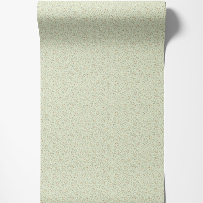 Dutch Wallcoverings Dutch Wallcoverings - FC Rosenlycka- Mini Flowers Green - Vliesbehang - 10m x 53cm - 43131