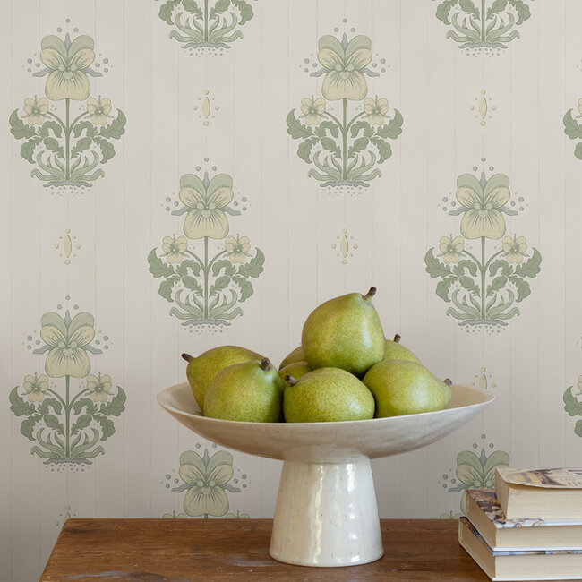 Dutch Wallcoverings Dutch Wallcoverings - FC Saltviken- Gullvie White/Green - Vliesbehang - 10m x 53cm - 48005