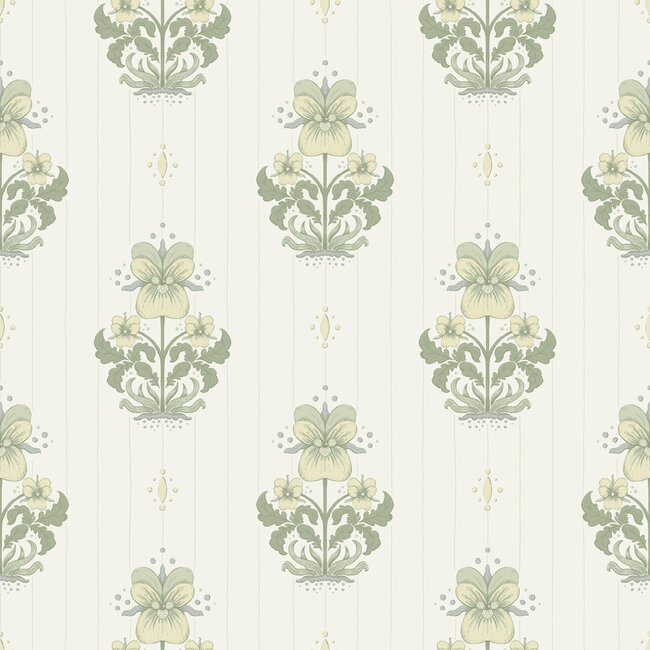Dutch Wallcoverings Dutch Wallcoverings - FC Saltviken- Gullvie White/Green - Vliesbehang - 10m x 53cm - 48005