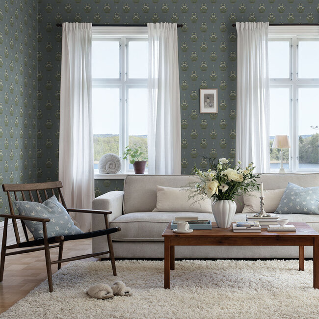 Dutch Wallcoverings Dutch Wallcoverings - FC Saltviken- Gullvie Blue - Vliesbehang - 10m x 53cm - 48008