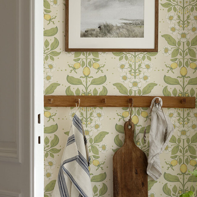 Dutch Wallcoverings Dutch Wallcoverings - FC Saltviken- Rosa Beige/Green - Vliesbehang - 10m x 53cm - 48010