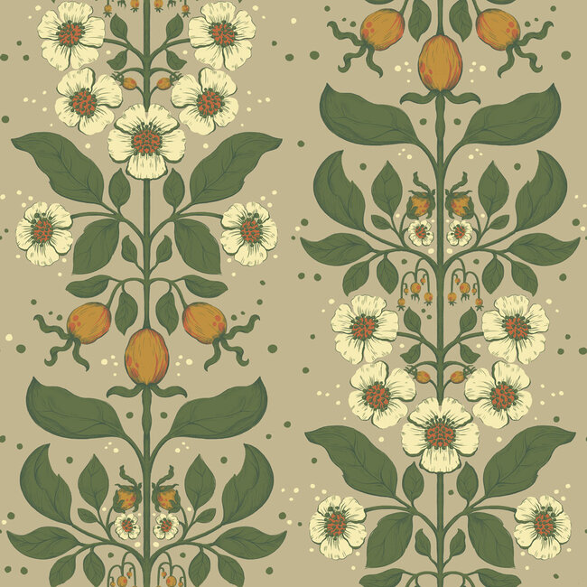 Dutch Wallcoverings Dutch Wallcoverings - FC Saltviken- Rosa Beige/Green - Vliesbehang - 10m x 53cm - 48012