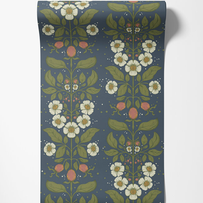 Dutch Wallcoverings Dutch Wallcoverings - FC Saltviken- Rosa Dark Blue - Vliesbehang - 10m x 53cm - 48013