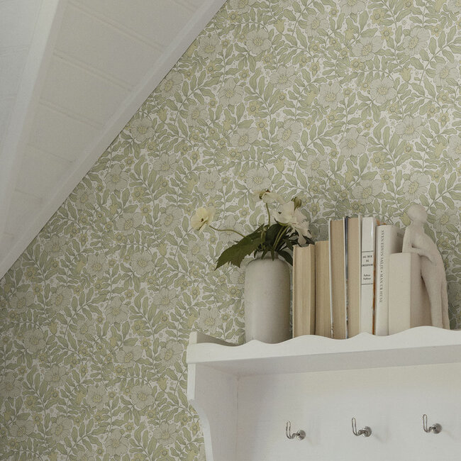 Dutch Wallcoverings Dutch Wallcoverings - FC Saltviken- Maggan Light Green - Vliesbehang - 10m x 53cm - 48019