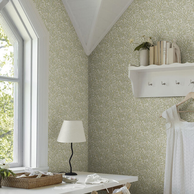 Dutch Wallcoverings Dutch Wallcoverings - FC Saltviken- Maggan Light Green - Vliesbehang - 10m x 53cm - 48019