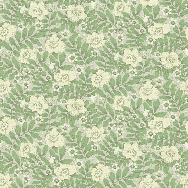 Dutch Wallcoverings Dutch Wallcoverings - FC Saltviken- Maggan Green - Vliesbehang - 10m x 53cm - 48021