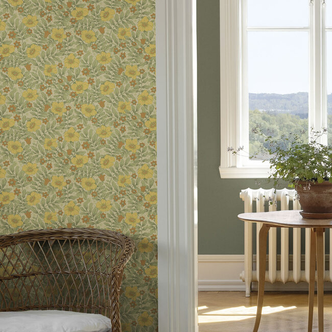 Dutch Wallcoverings Dutch Wallcoverings - FC Saltviken- Maggan Red/Yellow - Vliesbehang - 10m x 53cm - 48022