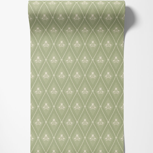 Dutch Wallcoverings Dutch Wallcoverings - FC Saltviken- Alma Green - Vliesbehang - 10m x 53cm - 48030