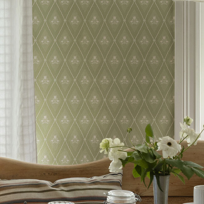 Dutch Wallcoverings Dutch Wallcoverings - FC Saltviken- Alma Green - Vliesbehang - 10m x 53cm - 48030