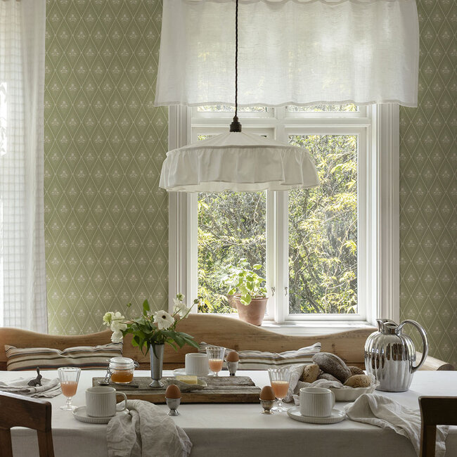 Dutch Wallcoverings Dutch Wallcoverings - FC Saltviken- Alma Green - Vliesbehang - 10m x 53cm - 48030