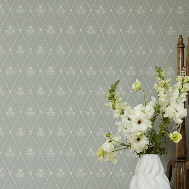 Dutch Wallcoverings Dutch Wallcoverings - FC Saltviken- Alma Green/Grey - Vliesbehang - 10m x 53cm - 48032