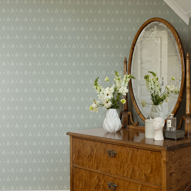 Dutch Wallcoverings Dutch Wallcoverings - FC Saltviken- Alma Green/Grey - Vliesbehang - 10m x 53cm - 48032