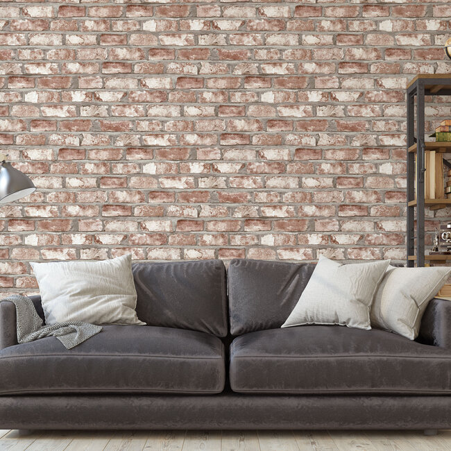 Dutch Wallcoverings Exposed Warehouse baksteen beige - vliesbehang - 10m x 53cm - EW3102