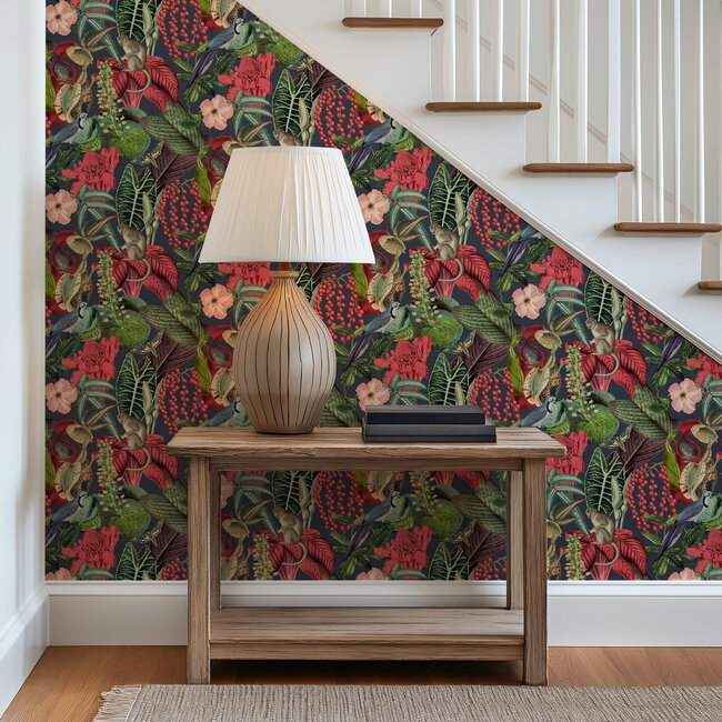 Dutch Wallcoverings Jungle Fever Amazon roze/groen - vliesbehang - 10mx53cm - JF2201