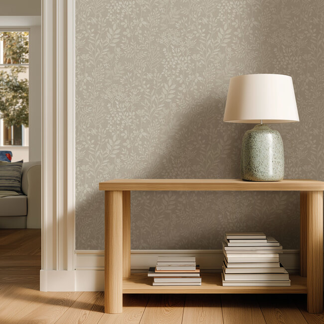 Dutch Wallcoverings Dutch Wallcoverings - Karuna- Stitched Organic beige - Vliesbehang - 10m x 53cm - 205002