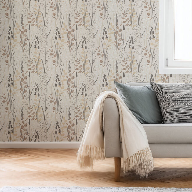 Dutch Wallcoverings Dutch Wallcoverings - Karuna- Galia beige - Vliesbehang - 10m x 53cm - A76203