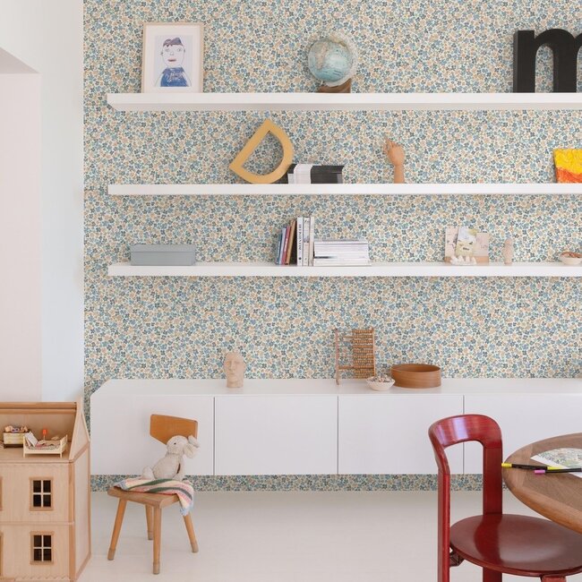 Dutch Wallcoverings Dutch Wallcoverings - Little Dreamers- Veronica blauw - Vliesbehang - 10m x 53cm - LD3015