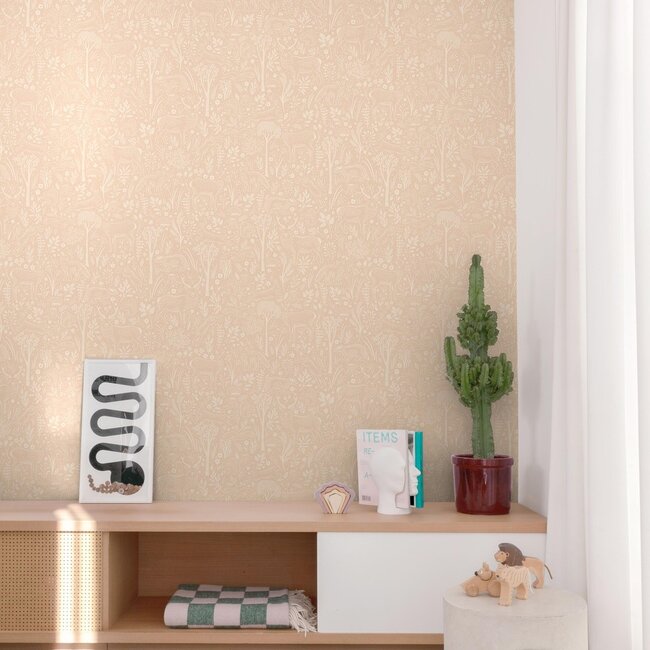 Dutch Wallcoverings Dutch Wallcoverings - Little Dreamers- Woodland Animals roze - Vliesbehang - 10m x 53cm - LD3418