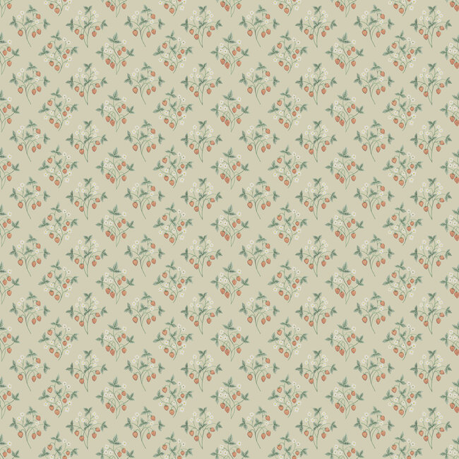 Dutch Wallcoverings Dutch Wallcoverings - FC Rosenlycka- Strawberries Yellow - Vliesbehang - 10m x 53cm - 43124