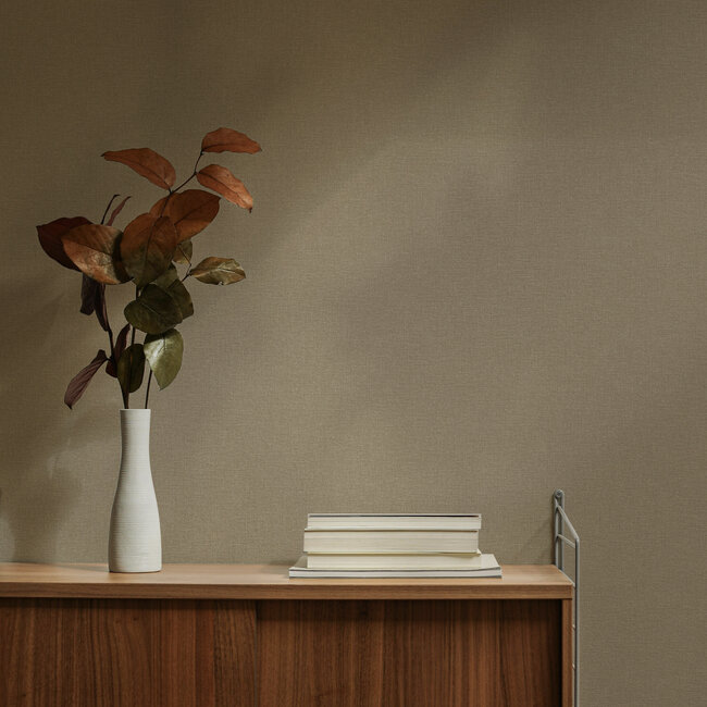 Dutch Wallcoverings Dutch Wallcoverings - Linen & Textures - uni bruin- Vliesbehang - 10m x 53cm - LT10028