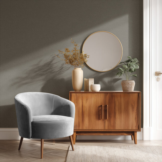 Dutch Wallcoverings Dutch Wallcoverings - Linen & Textures - uni grijs- Vliesbehang - 10m x 53cm - LT10030