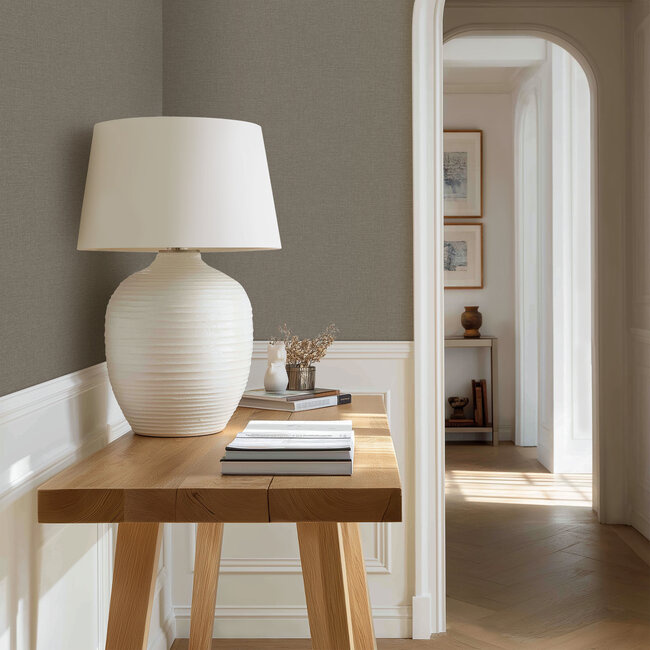 Dutch Wallcoverings Vliesbehang - Linen & Textures - uni taupe - LT10032
