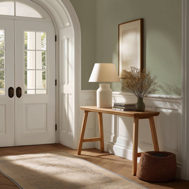 Dutch Wallcoverings Vliesbehang - Linen & Textures - uni groen - LT10035