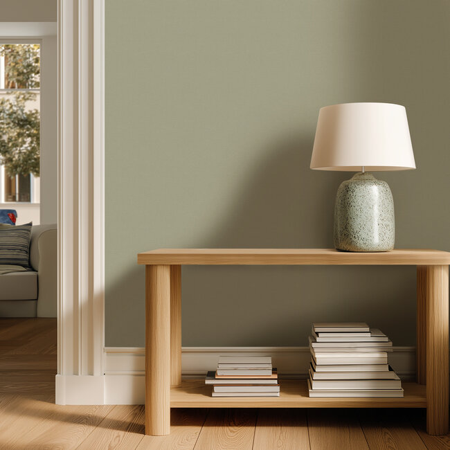 Dutch Wallcoverings Vliesbehang - Linen & Textures - uni groen - LT10035