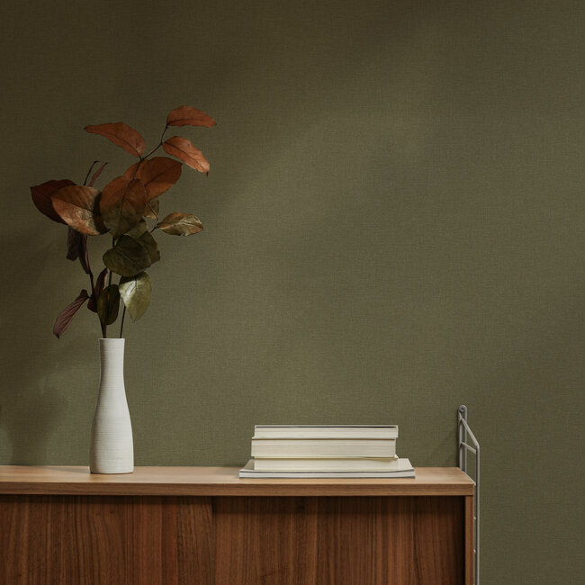 Dutch Wallcoverings Vliesbehang - Linen & Textures - uni groen - LT10036