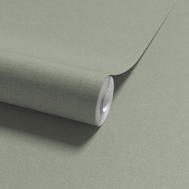 Dutch Wallcoverings Vliesbehang - Linen & Textures - uni groen - LT10034