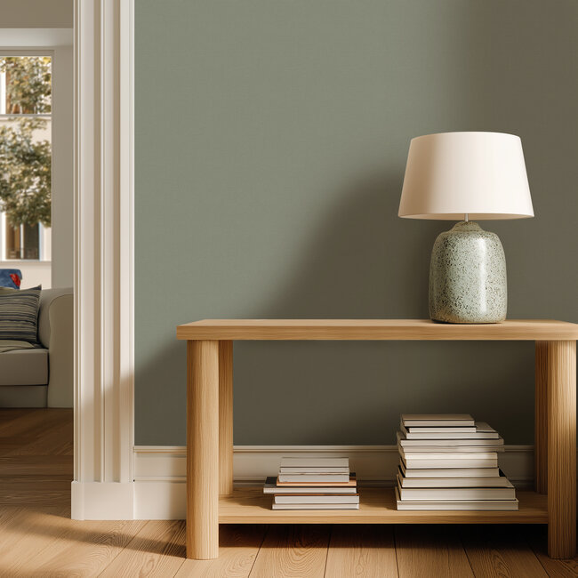 Dutch Wallcoverings Vliesbehang - Linen & Textures - uni groen - LT10034