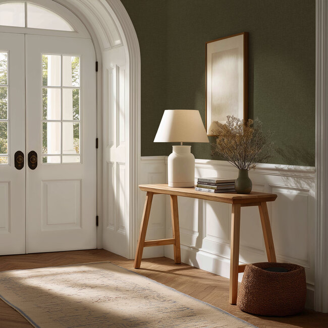 Dutch Wallcoverings Vliesbehang - Linen & Textures - uni groen - LT10037