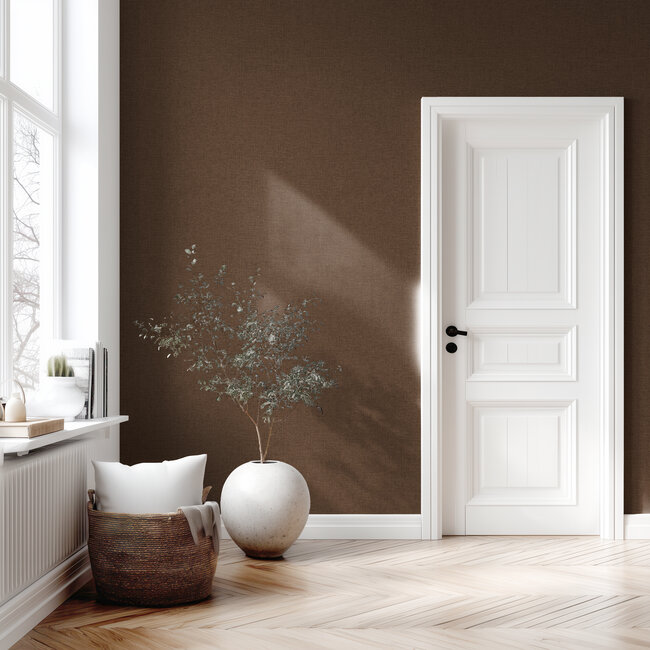 Dutch Wallcoverings Vliesbehang - Linen & Textures - uni bruin - LT10039