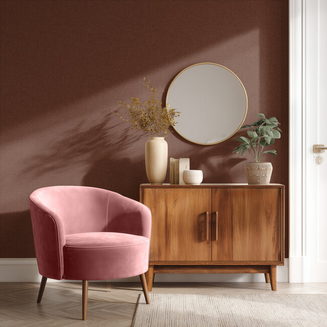 Dutch Wallcoverings Vliesbehang - Linen & Textures - uni rood - LT10040