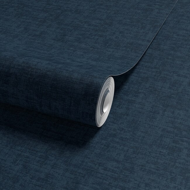 Dutch Wallcoverings Vliesbehang - Linen & Textures - uni blauw - VT10012