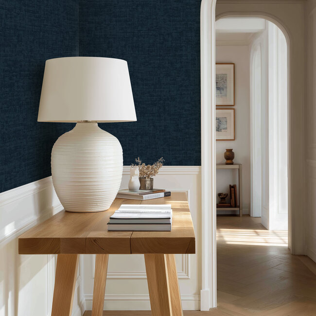 Dutch Wallcoverings Vliesbehang - Linen & Textures - uni blauw - VT10012