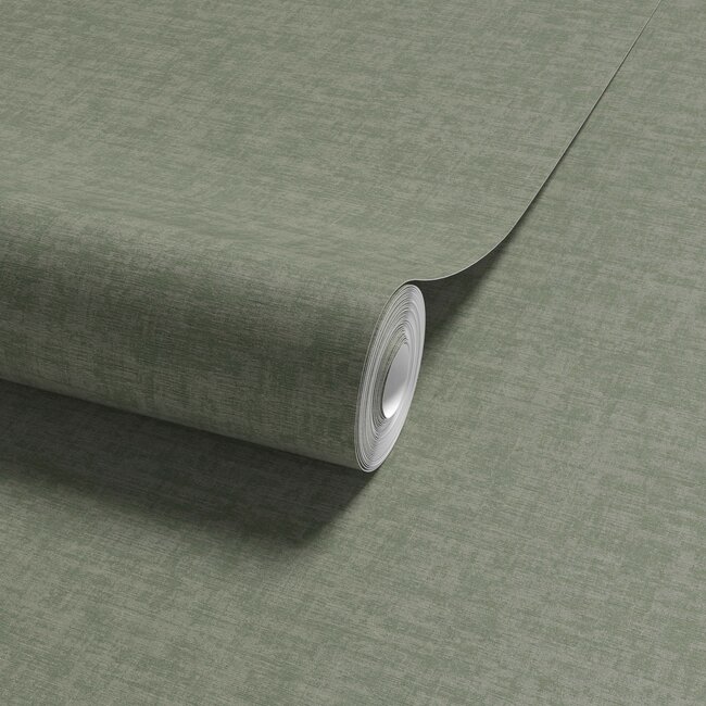 Dutch Wallcoverings Vliesbehang - Linen & Textures - uni groen - VT10016