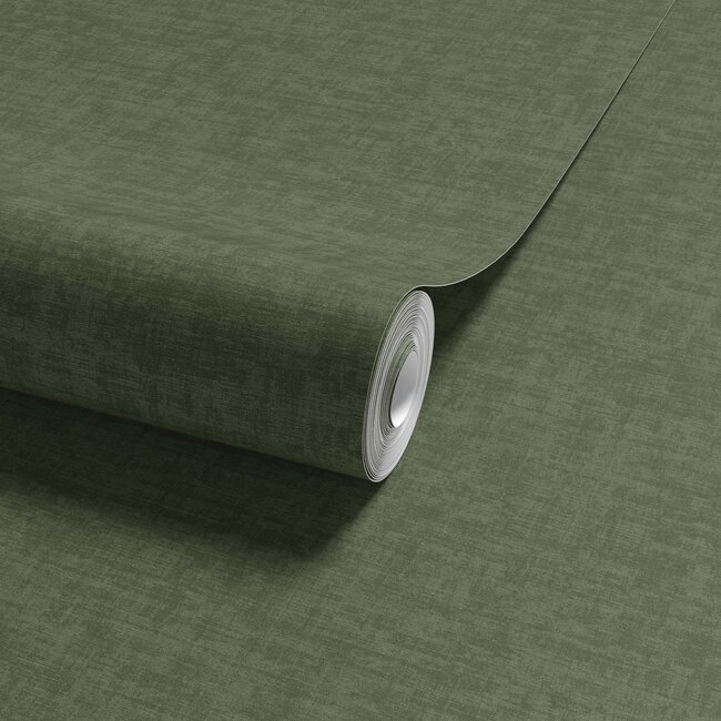 Dutch Wallcoverings Vliesbehang - Linen & Textures - uni groen - VT10018