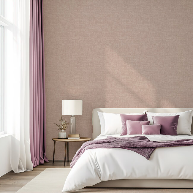 Dutch Wallcoverings Vliesbehang - Linen & Textures - uni roze - VT10021