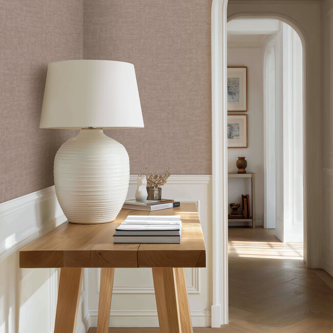 Dutch Wallcoverings Vliesbehang - Linen & Textures - uni roze - VT10021