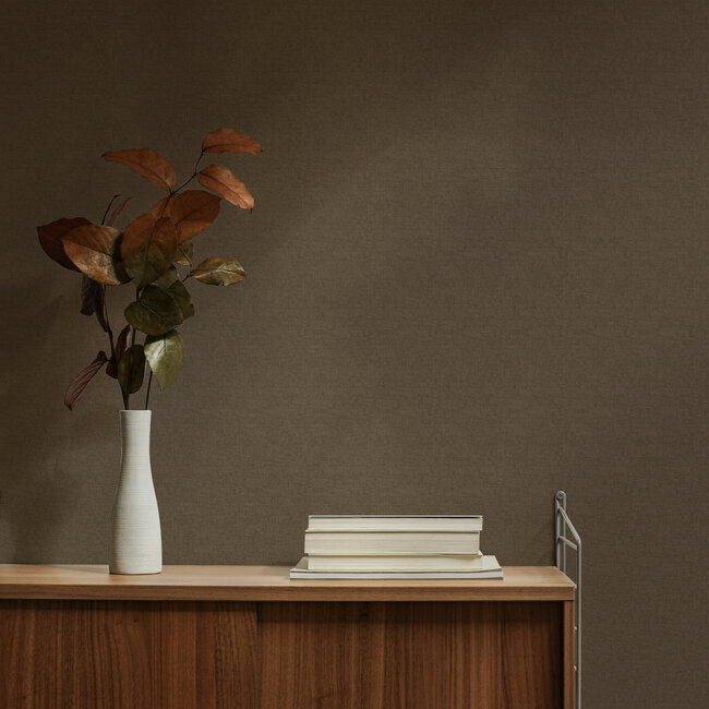 Dutch Wallcoverings Vliesbehang - Linen & Textures - uni bruin - VT10025