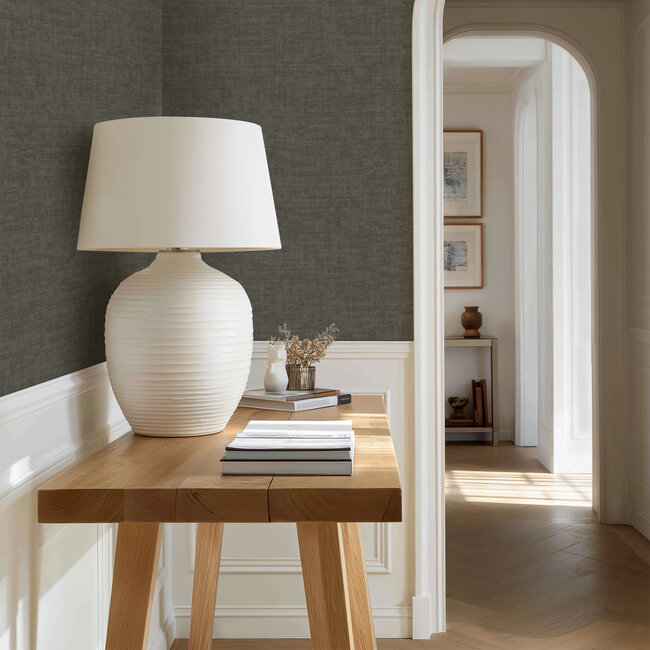 Dutch Wallcoverings Vliesbehang - Linen & Textures - uni grijs - VT10029