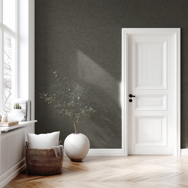 Dutch Wallcoverings Vliesbehang - Linen & Textures - uni grijs - VT10029